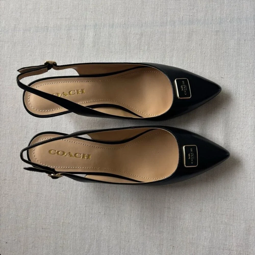 Coach Jillian Slingback Heels Black Leather - Picture 4 of 9